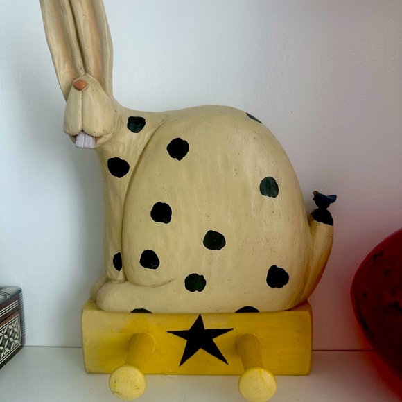 Willieraye studio think spring bunny rabbit coat hanger blue bird of happiness - Picture 3 of 8